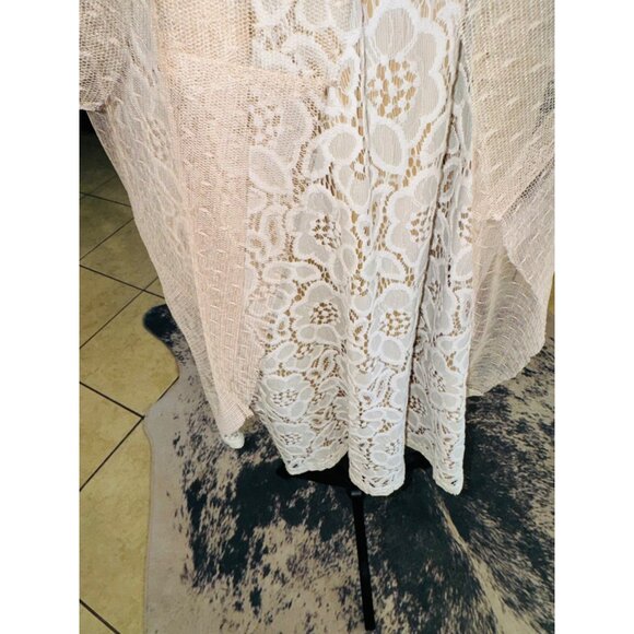 NWT RYU IVORY DRESS TAN TULLE NUDE LACE TIE NECK HALTER M Party Wedding Cocktail - Picture 12 of 14